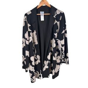 Susan Graver Cardigan Topper Jacket Women Size 2X Open Front Floral Print Casual